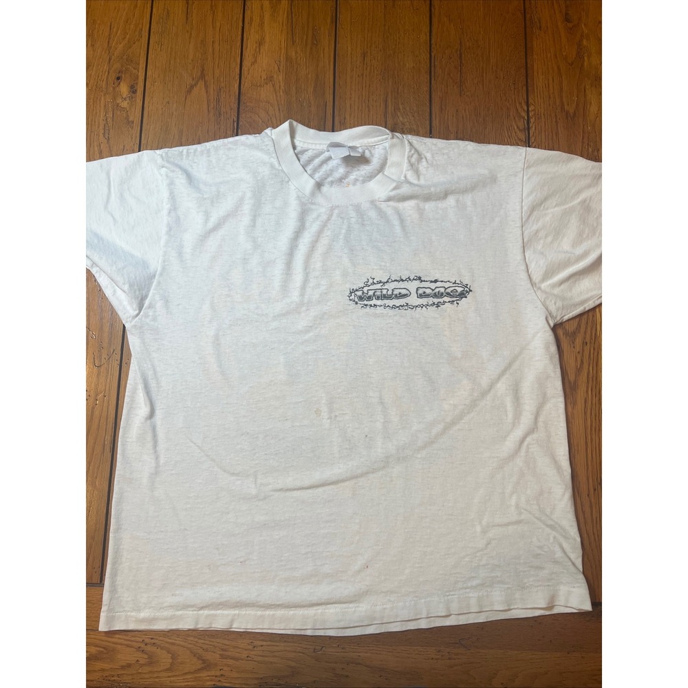 Vintage Wild Dog Fiero Rottweiler Flame Graphic T-Shirt White Hanes 90s Mens L